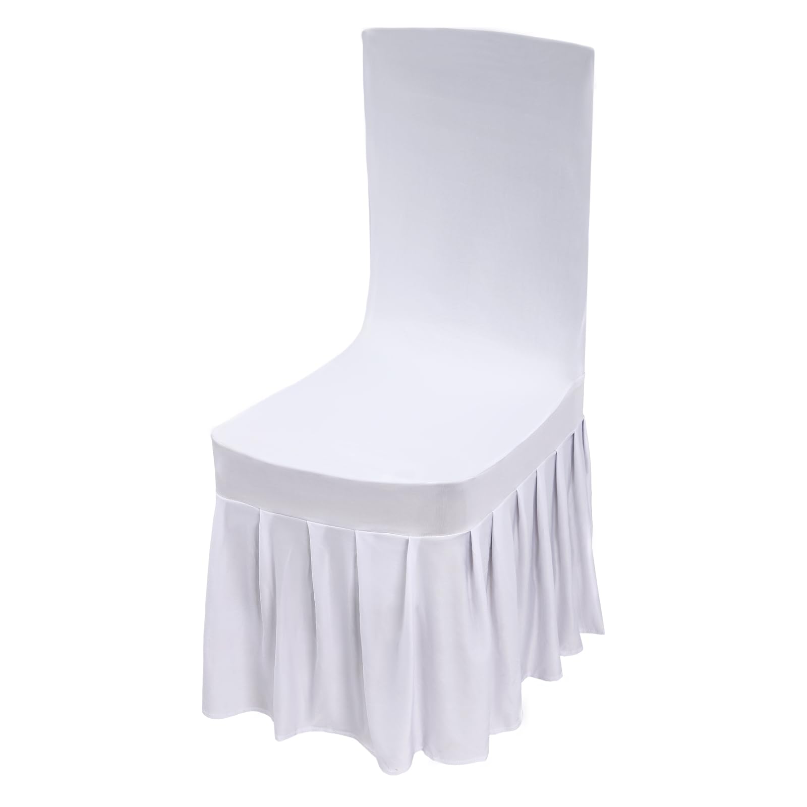 Lot de 30 housses de chaise blanches 95 % polyester, 5 % élasthanne, extensibles, lavables en machine, modernes, avec jupe à volants, pour mariage, banquet, fête, hôtel, restaurant