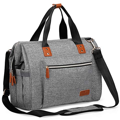 Sac À Langer Grande, WELAVILA Sac Bandoulière Multifonctionnel Pour Bébé, Sac De Maternité Avec Matelas À Langer Portable Et Poches Isothermes, Spacieux, Élégant - Unisexe, Gris Clair