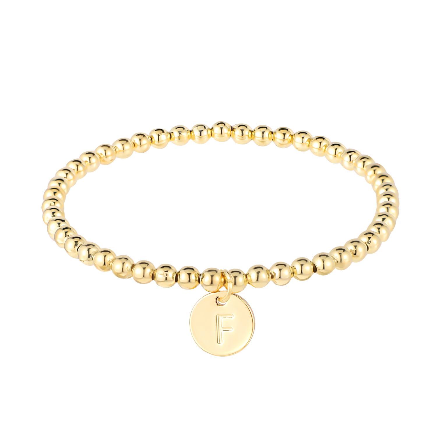 MikoviviInitial Bracelet for Women, Dainty Gold Bracelet Cute A-Z Letter Charm Disc Bracelet Fashion Simple Jewelry Beaded Gold Bracelet Personalized 26 Alphabet Gifts for Girls Teens Trendy