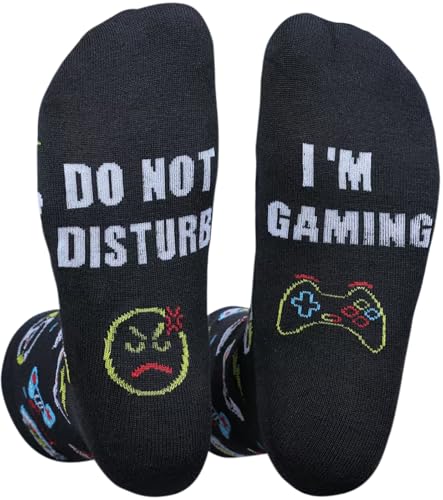 Image of Himozoo Do Not disturb, I'M GAMING Socks Luxury Cotton Novelty Socks - Perfect Gag Gift or Funny Birthday Present Idea Chiristmas Gifts, Funny Mid Calf Socks For Game Lovers Men Women (Black01)