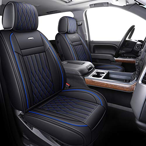 Image of Aierxuan Front Chevy Silverado GMC Sierra 1500 Seat Covers (Black-Blue)
