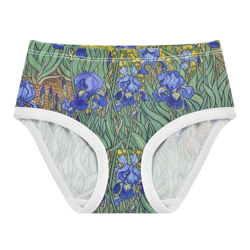 Vibrant Floral Blue Irises Green Girls Underwear Toddler 2t Cotton Little Girl Panties Colorful Underpants Briefs