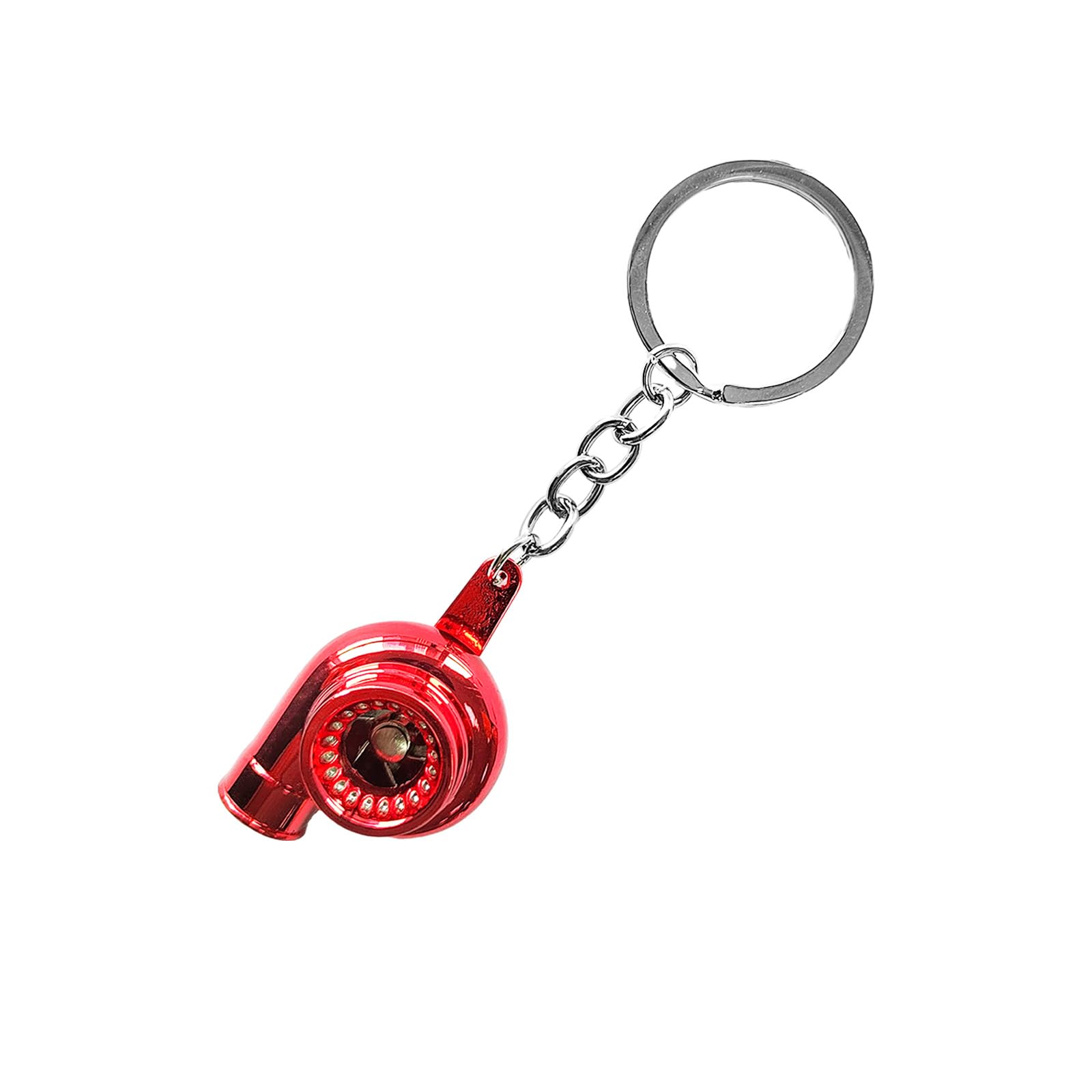 Augeny Car Turbo Keychain, Creative Charming Polished Turbocharger Key Chain, Mini Auto Turbo Key Ring, Car Part Decoration (Small-Red)
