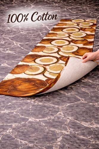 Image of SAGON 2x5 Ft Printed Runner Carpet - Cotton Bedside Rug for Bedroom & Living Room (Coconut Print)