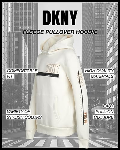 DKNY Moletom masculino – Moletom com capuz de lã (tamanho: P-GG), Off-white, M