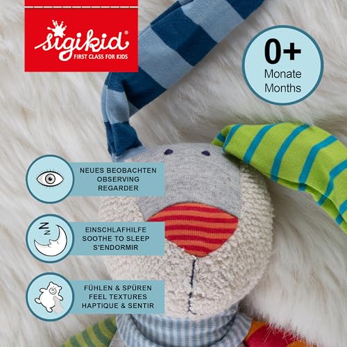 SIGIKID Schnuffeltuch Hase Ringel Dingel Baby Schmusetuch - Spielzeug Stofftier Kuscheltier – Stofftuch für Neugeborene - Plüschtier zum Trösten für Babys und Kleinkinder ab Geburt geeignet