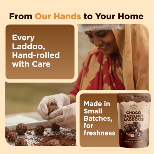 Image of Healthy Treat Premium Hazelnut Chocolate Laddoos | Sugar-Free Energy Balls | High Protein Dry Fruit Laddu | Natural & Gluten-Free | No Added Sugar | Pack of 15