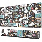 FEHWI Mauspad 75×40 cm Verlängertes großes Mauspad Schreibtischauflage,Nahtloses chemisches und wissenschaftliches Muster. Vektor,genähte Kanten Gaming Mauspad,rutschfeste Gummibasis