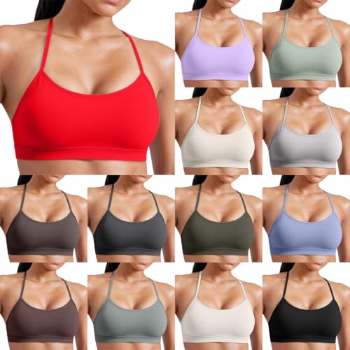 KWVOEBQ Bras for Women No Underwire Red S Spaghetti Strap Y Back Workout - image 1