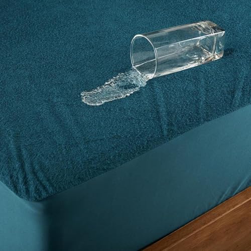 Image of 100% Waterproof Premium Cotton Feel Mattress Protector King Size, 72x78 Inches | Breathable and Hypoallergenic Ultra Soft Fitted Bed Protector Cover Fits Upto 10 Inches- King (TealGreen)