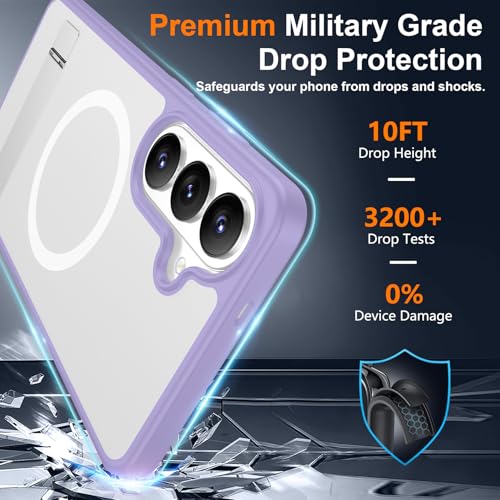 Image of SPIDERCASE Magnetic for Samsung Galaxy S26 Case, [3 Stand Ways][ Military Grade Drop Protection] with Invisible Stand Shockproof Slim Case for Samsung Galaxy S26 6.3 inch, Light Purple