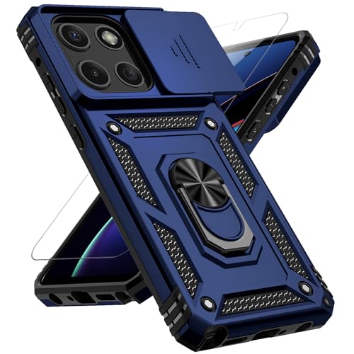 for Motorola Moto G Stylus 2025 Case with Slide Camera Cover HD Screen Protector [Military Grade 16ft. Drop Tested] Magnetic Ring Holder Kickstand Protective Phone Case for Moto G Stylus 2025, Navy