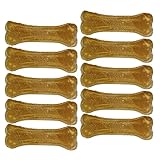 Schecker Kauknochen - 10Stk á 10cm 330g - aus gepresster Rinderhaut - sauber gepresst für kleine Hunde