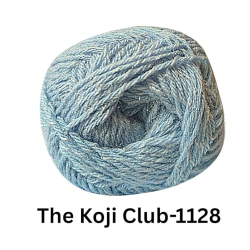Image of VCR White and Sky Blue Color Yarn, 100 Grams Hank, 275 Meters Length, 80% Acrylic, 20% Nylon Ball The Koji Club Yarn for Crochet and Knitting, Pack of 1, Suitable for DIY