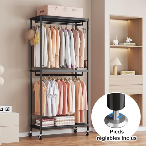 Penderie Métallique 90cm 250kg sur Roulettes Enjinkail