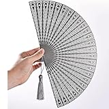 Chinese Kung Fu Metal Martial Arts Fan, Openwork Stainless Steel Handheld Folding Fan, Wushu Fighting Fan, Tai Chi Folding Fan, 25-Blade Full Metal, Stone-Washed Finish