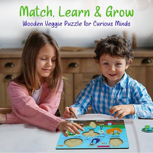 Image of Wooden Vegitable Learning Toys Puzzle for Brain Training /jorky Cutting Puzzle for Home /School /Non-Toxic /Education Memory Games for Baby Boy and Girl, Eco Friendly
