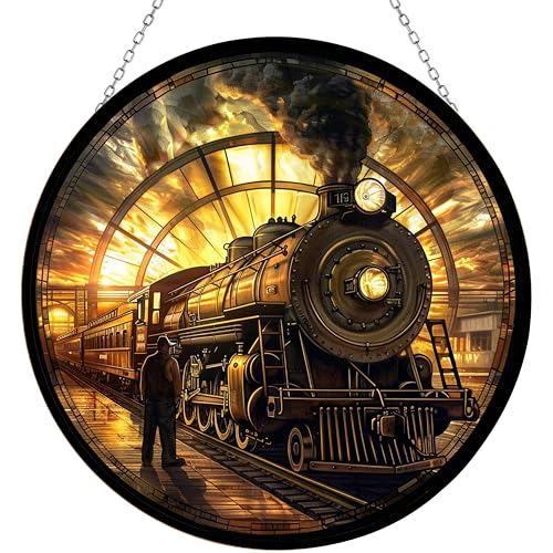 365CUSGIFTS Customized Tulip Stained Glass Suncatcher Window Hanging, Gothic Christmas Ornaments for Fiction Lovers, Dinosaur Room Decor for Nursery New Home Gifts