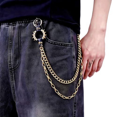 Image of Spiked Punk Pants Chain - Double Layer Goth Wallet Chain for Jeans