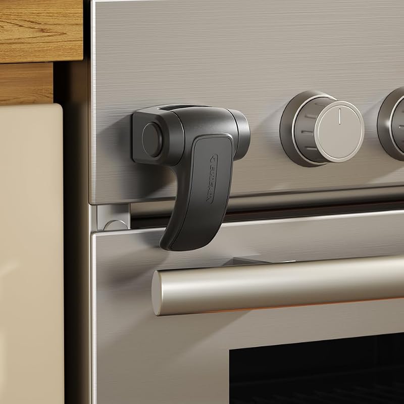 1 Pack Oven Lock,Baby Proofing Oven Door Lock, Child Safety Oven Front Lock, Easy to Install & Use no Tools Need or Drill (Black)