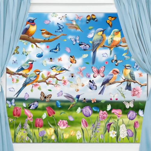 Fensterbilder Selbstklebend Fensterbilder Frühling Sommer Schmetterlinge...