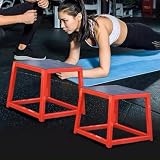 2 Stück Home Workout Plyo Boxen, vertikaler Sprungtrainer für Boxspringen/Liegestütze/Dips/Step-Ups/Agility-Übungen, trapezförmiges, stapelbares Design