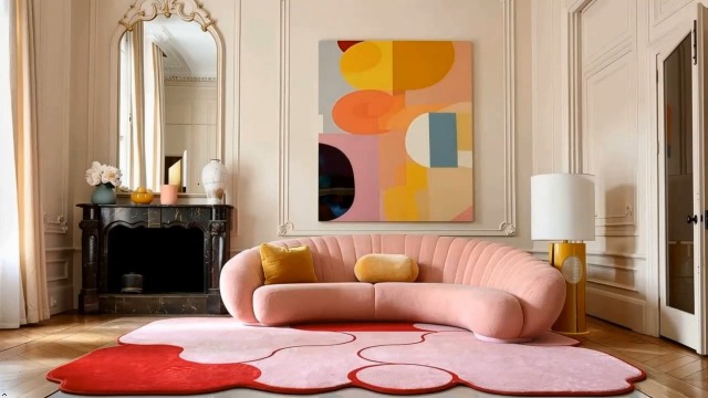 Tapete pequeño rosa claro 5x7, lavable y antideslizante miniatura 7