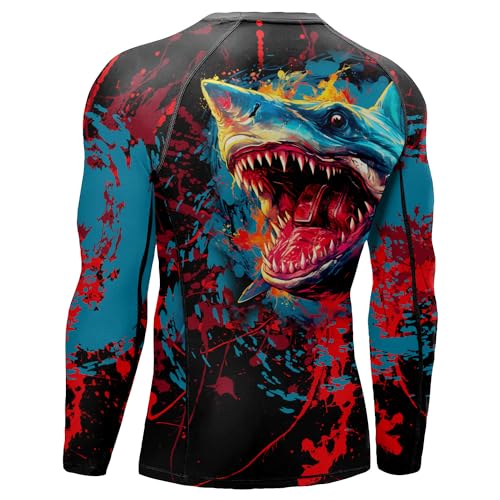 Desantiago Men's Rash Guard Shirts Long Sleeves, Non See-Through Fabric, Rash Guard for Men BJJ2