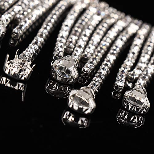 Strass aparando roupas apliques Strass de strass, corrente de borla de costura(8.5cm wide silver tas