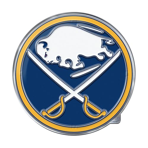 FANMATS 60479 Buffalo Sabres Heavy Duty Aluminum Embossed Color Emblem, Auto Emblem Decal