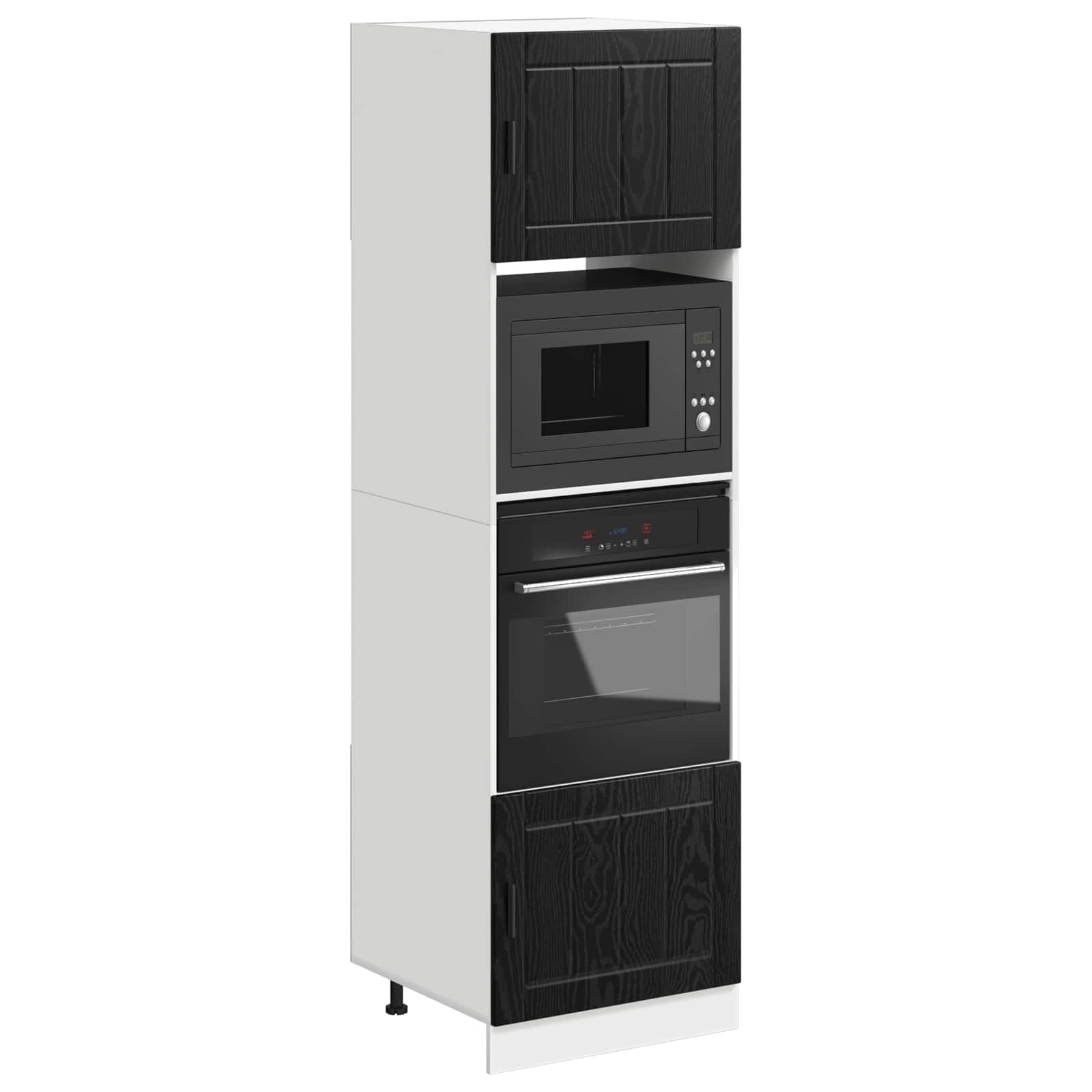 vidaXL Armadio per forno PORTO Rovere Nero 60 x 57 x 207 cm