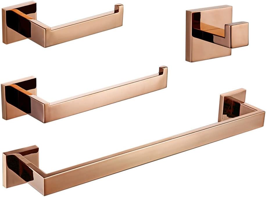 Rose Gold Stainless Steel Beautiful Wall Hook Toilet Paper Holder Towel Bar Bathroom Accessories