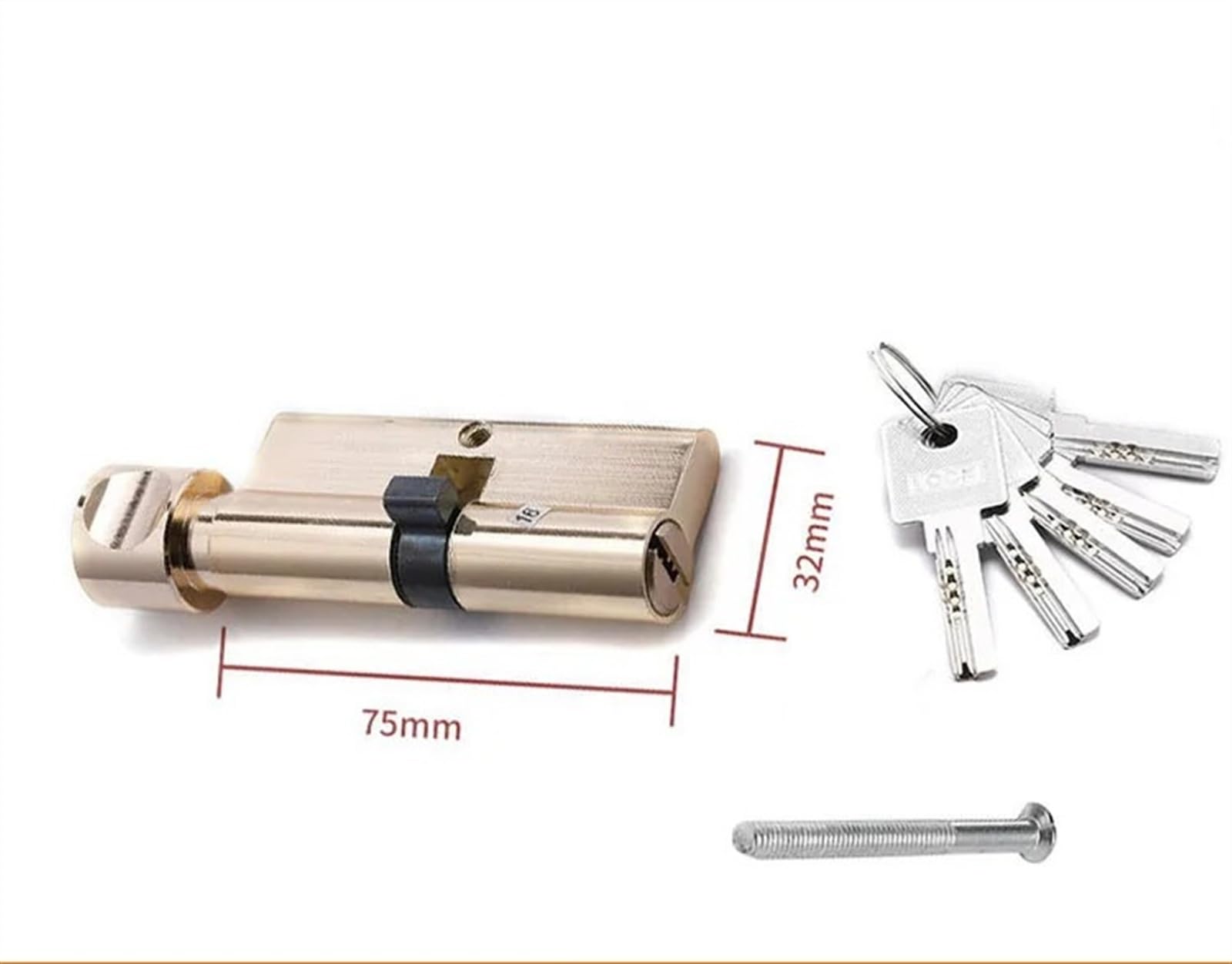 Rdzeń zamka cylindrycznego, Zamek cylindryczny do drzwi ze stopu cynku, pojedynczy, otwarty, zamek wewnętrznych, rdzeń mosiężny 60 mm, 70, 75 i 80, drewniany(75-gold)