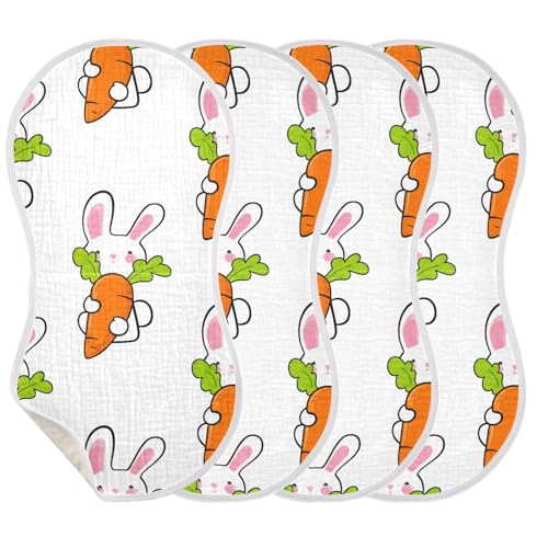 4 Pack Baby Burp Cloths, Soft Absorbent Burping Cloths for Babies, Cotton Milk Spit Up Rags, Large Size for Newborns, Baby Boys and Girls (Cute Bunnies)3