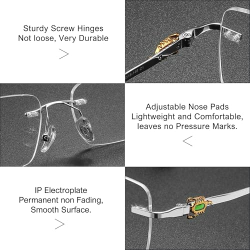 Image of Pure Titanium Rimless Glasses Frame for Men Rectangle Optical Frameless Eyeglasses Frames Lightweight Eyewear YJ2201