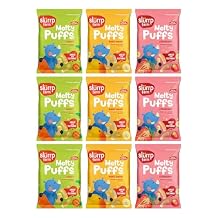 Slurrp Farm Melty Puffs Variety Pack for Babies & Toddlers | Melt-in-Mouth Snack for Teething & Self Feeding | Carrot, Mango Banana & Strawberry | No Added Sugar or Salt | Pack of 9