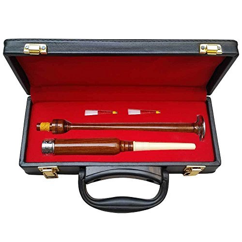 Rosewood Scottish Practice Chanter Engraved Mounts with Carrying Hard Case 2 Free Reeds