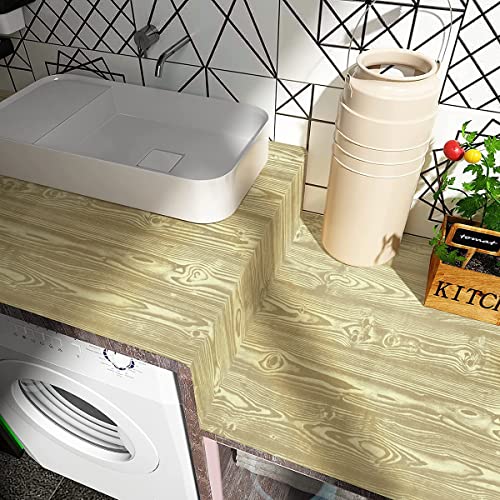 Jeweluck Wood Contact Paper Light Wood Wallpaper Peel And Stick 17.7 Inch×393.7 Inch Wood Removable Wallpaper Yellow Wood Grain Contact Paper Self Adhesive Wallpaper For Cabinet Shelf Decorative Vinyl #TOP2