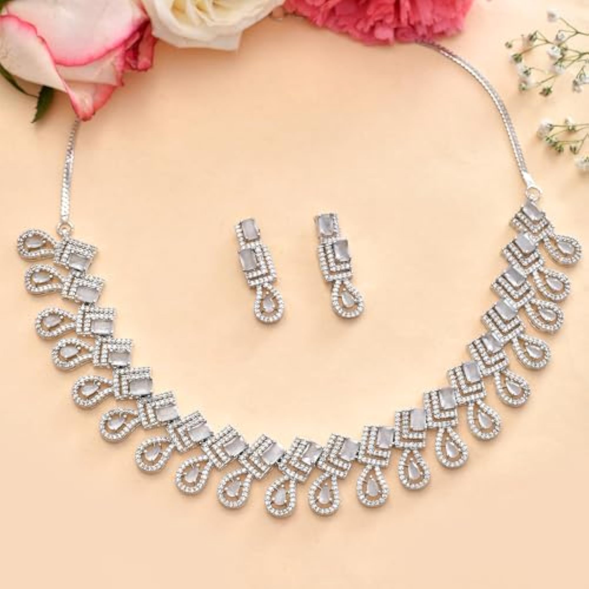 Teardrop Zircon Necklace Set