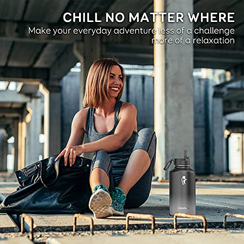 Coolflask Half Gallon Insulated Water Bottle With Straw & 3 Lids, 64 Oz Water Jug Large Metal Stainless Steel Wide Mouth For Sports, Gym Or Office, Bpa-Free Keep Cold 48H Hot 24H, Piano Night #TOP6