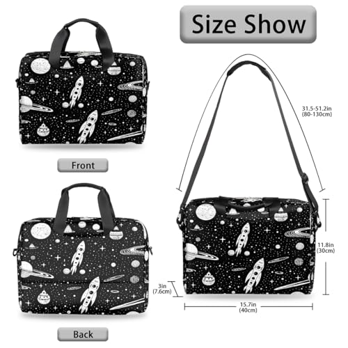 Bolso para laptop con diseño de planetas y cohetes miniatura 6