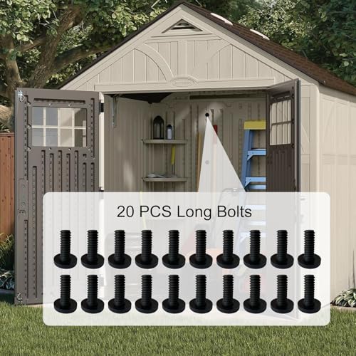 Image of 20 PCS Long Bolts Compatible with Suncast Storage Sheds Sheds for Suncast /Craftsman Resin Storage Sheds, Replacement Screws Compatible with Suncast Storage Sheds Shed Accessories (Black)