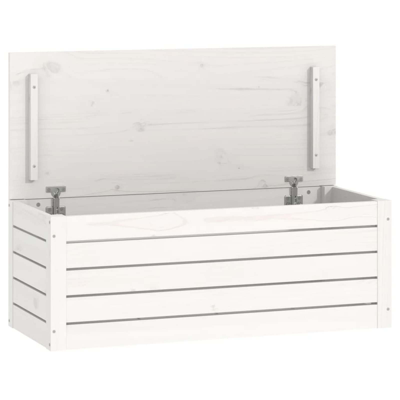Contenitore Portaoggetti Bianco 89x36,5x33cm Massello di Pino,Baule da Giardino Impermeabile,Cassapanca Contenitore da Esterno