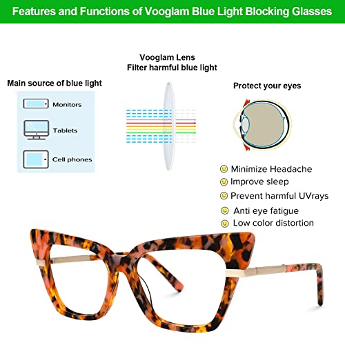 Image of VOOGLAM Cat Eye Blue Light Blocking Glasses for Women Anti UV Eyestrain Eyewear Mariana