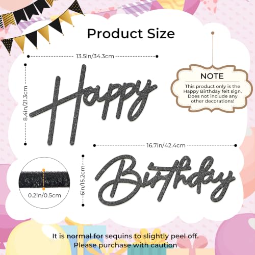 Glitter Black Felt Happy Birthday Sign - image 4