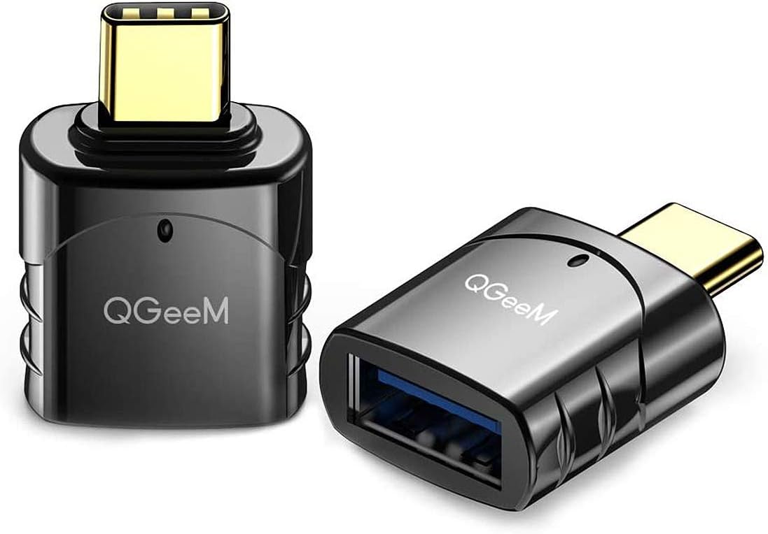 USB C to USB Adapter (2 Pack),QGeeM USB C OTG Adapter with Blue Indicator LED,Thunderbolt 3 to USB Female Adapter Compatible with MacBook Air 2020, iPad Pro 2020 ,USB C OTG Adapter Cable
