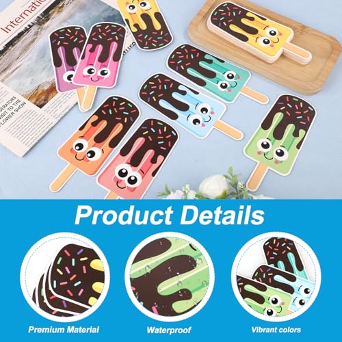 40 peças de recortes de picolé, decorações de quadro de avisos de verão em forma de picolé, recortes