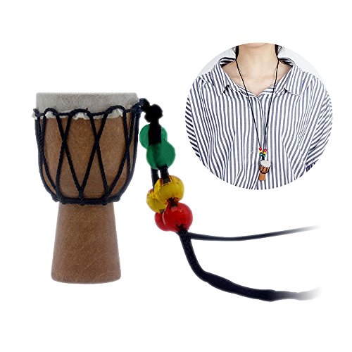 ammoon Dejembe African Drum Necklace Percussion Instrument Accessories Wood Color