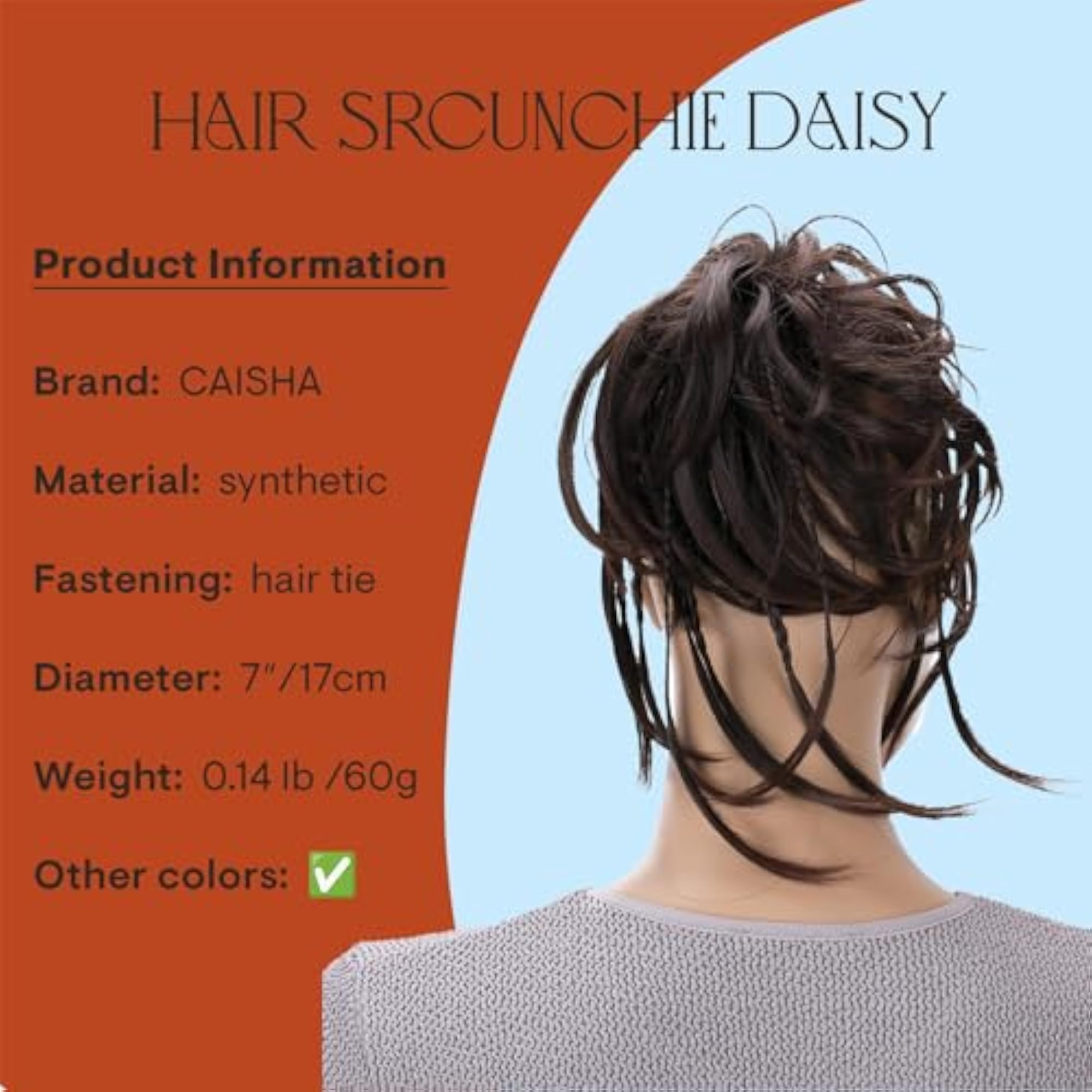 Dark Brown Hairpiece Rubber Scrunchie for Messy Bun