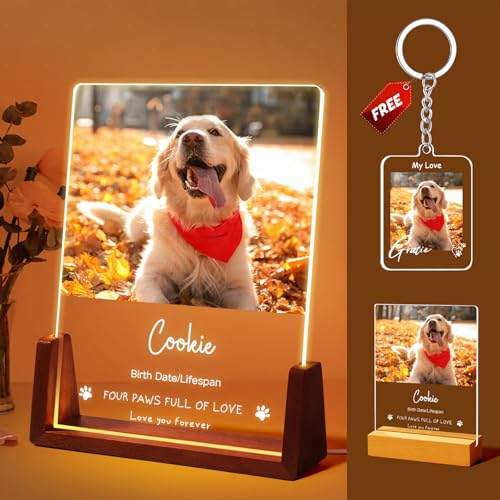 Menore Personalized Dog Cat Memorial Gifts, Pet Memorial Gifts, Pet Memorial Plaque, Pet Bereavement Gifts, Personalised Photo Frame, Pet Loss Gifts, Custom Photo Night Lights, Acrylic Plaque